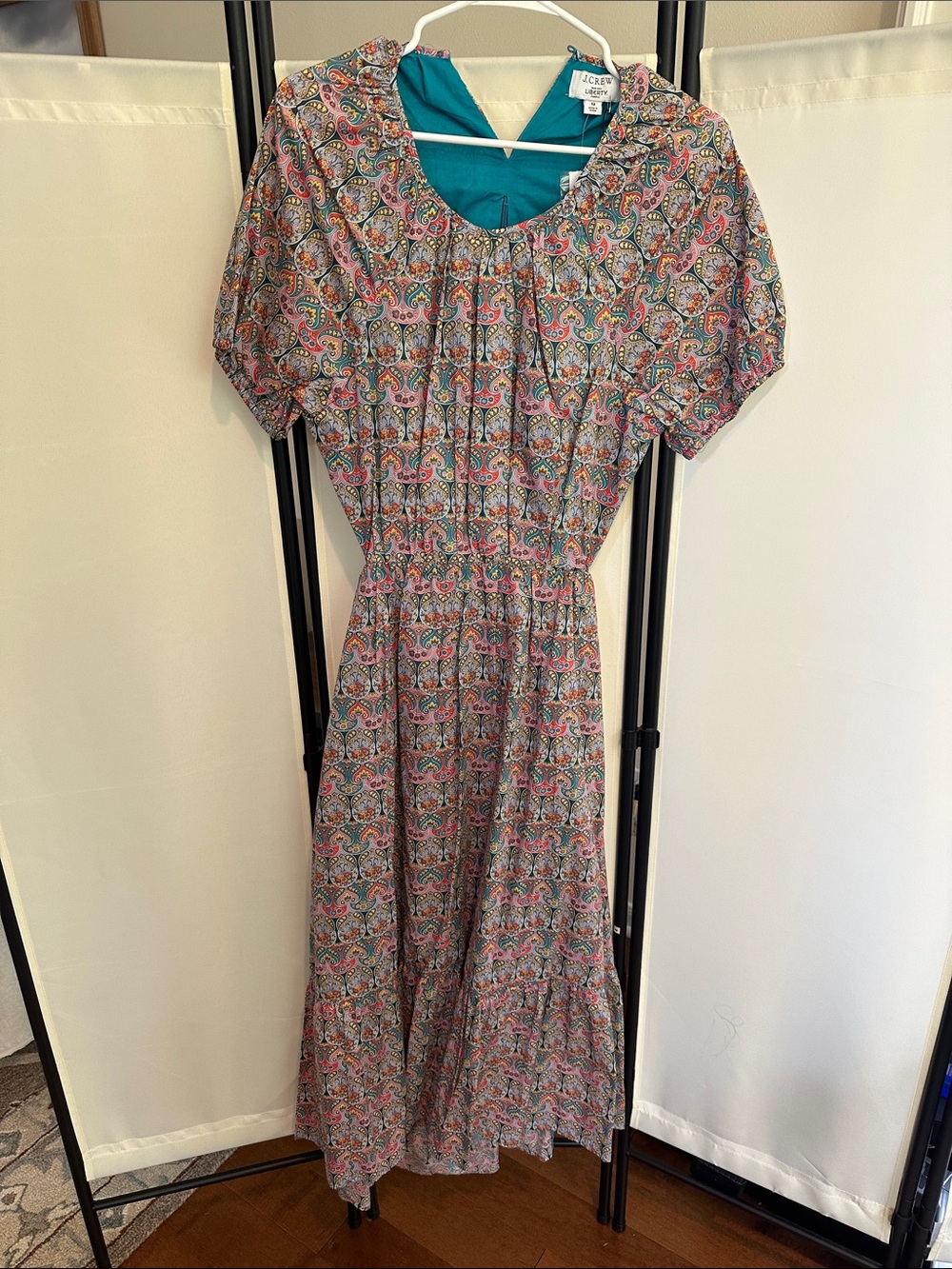 J. Crew Liberty of London Multicolor Paisley Maxi Dress with Teal Lining